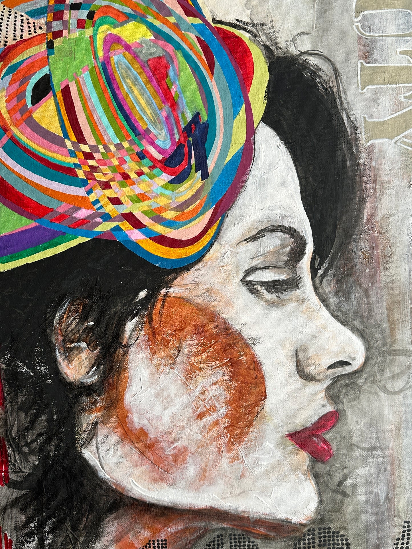 Edgy and provocative mixed media piece.