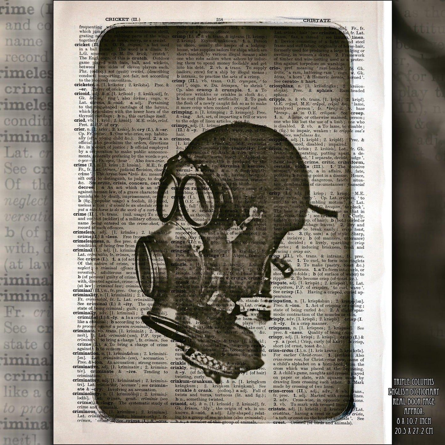 The Respirator of Terror - Victorian Gothic Art on Vintage Dictionary Page - ArtCursor