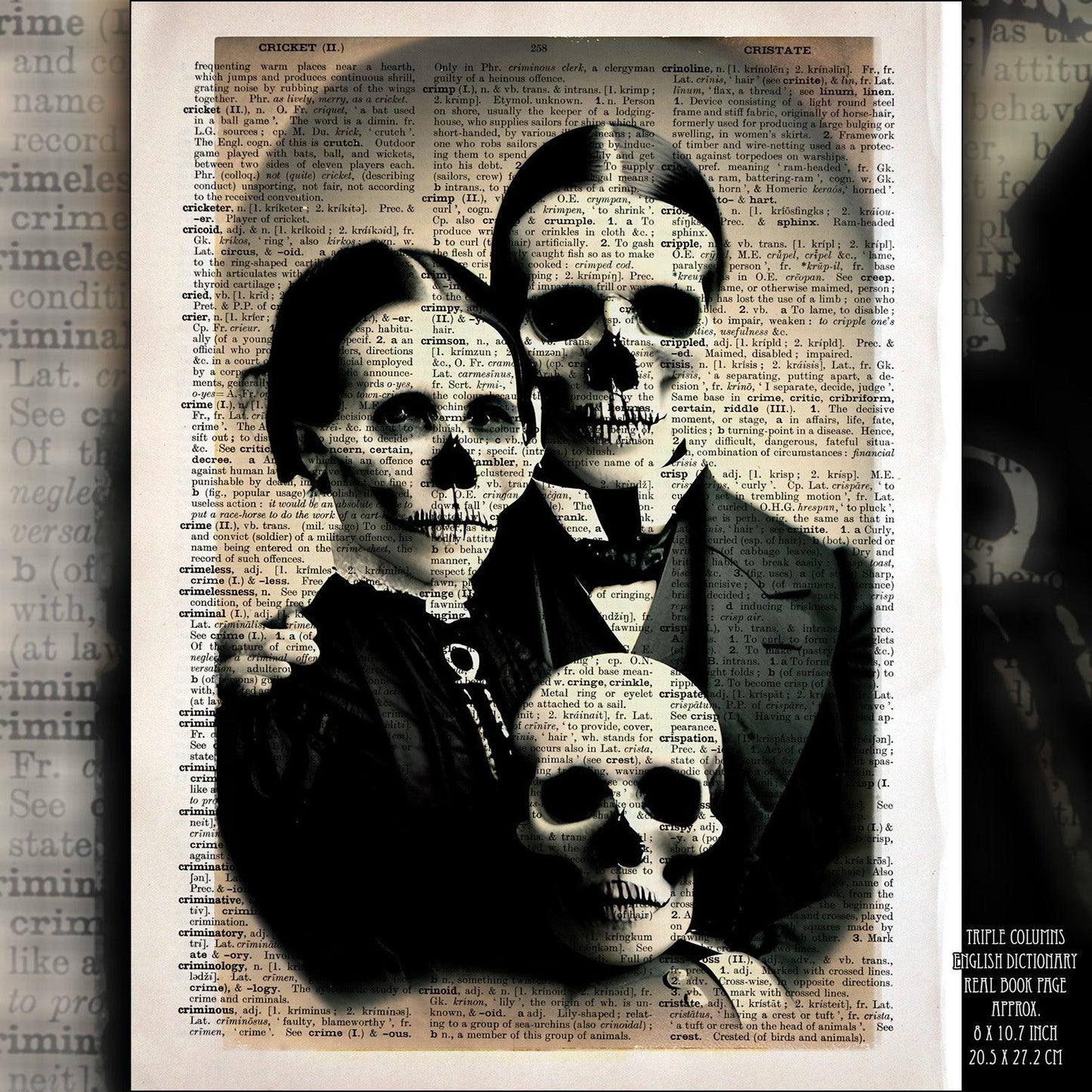 Sadness and Mystery - Victorian Gothic Art on Vintage Dictionary Page - ArtCursor