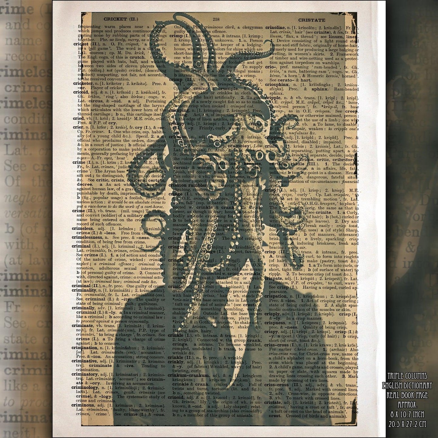 The Octo-Gentleman - Victorian Gothic Art on Vintage Dictionary Page - ArtCursor