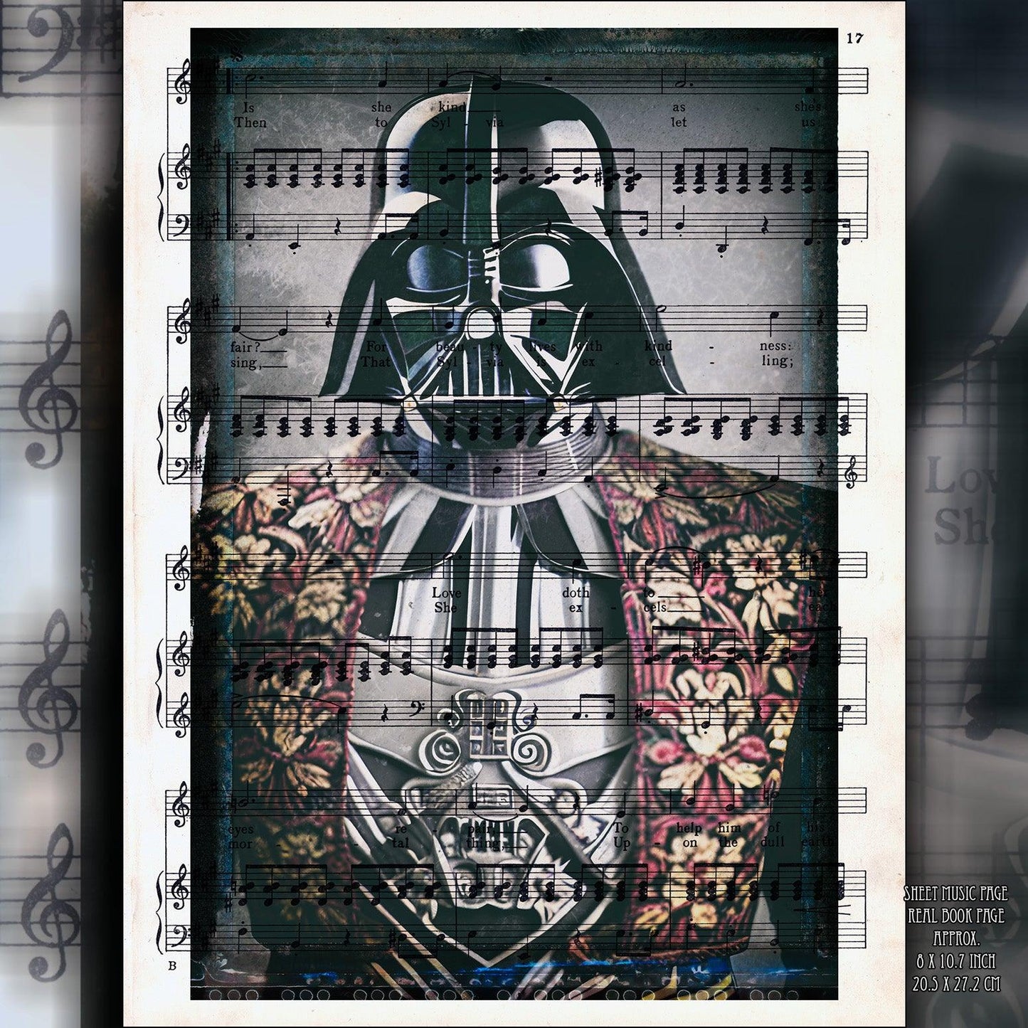 Victorian Darth Vader - Victorian Gothic Art on Vintage Dictionary Page - ArtCursor