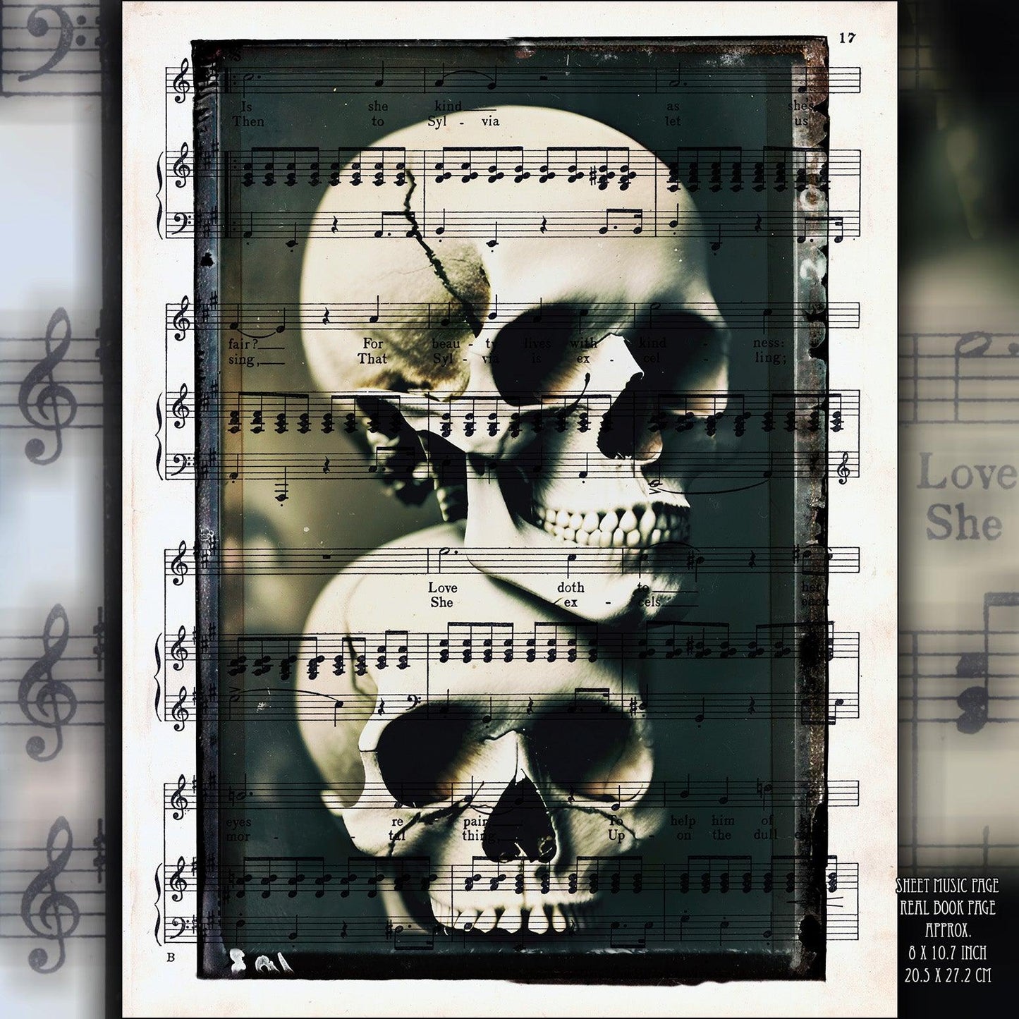 Tower of Skulls - Victorian Gothic Art on Vintage Dictionary Page - ArtCursor