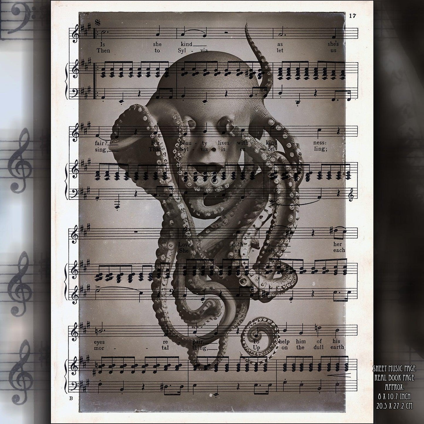 The Tentacle Tribe - Victorian Gothic Art on Vintage Dictionary Page - ArtCursor