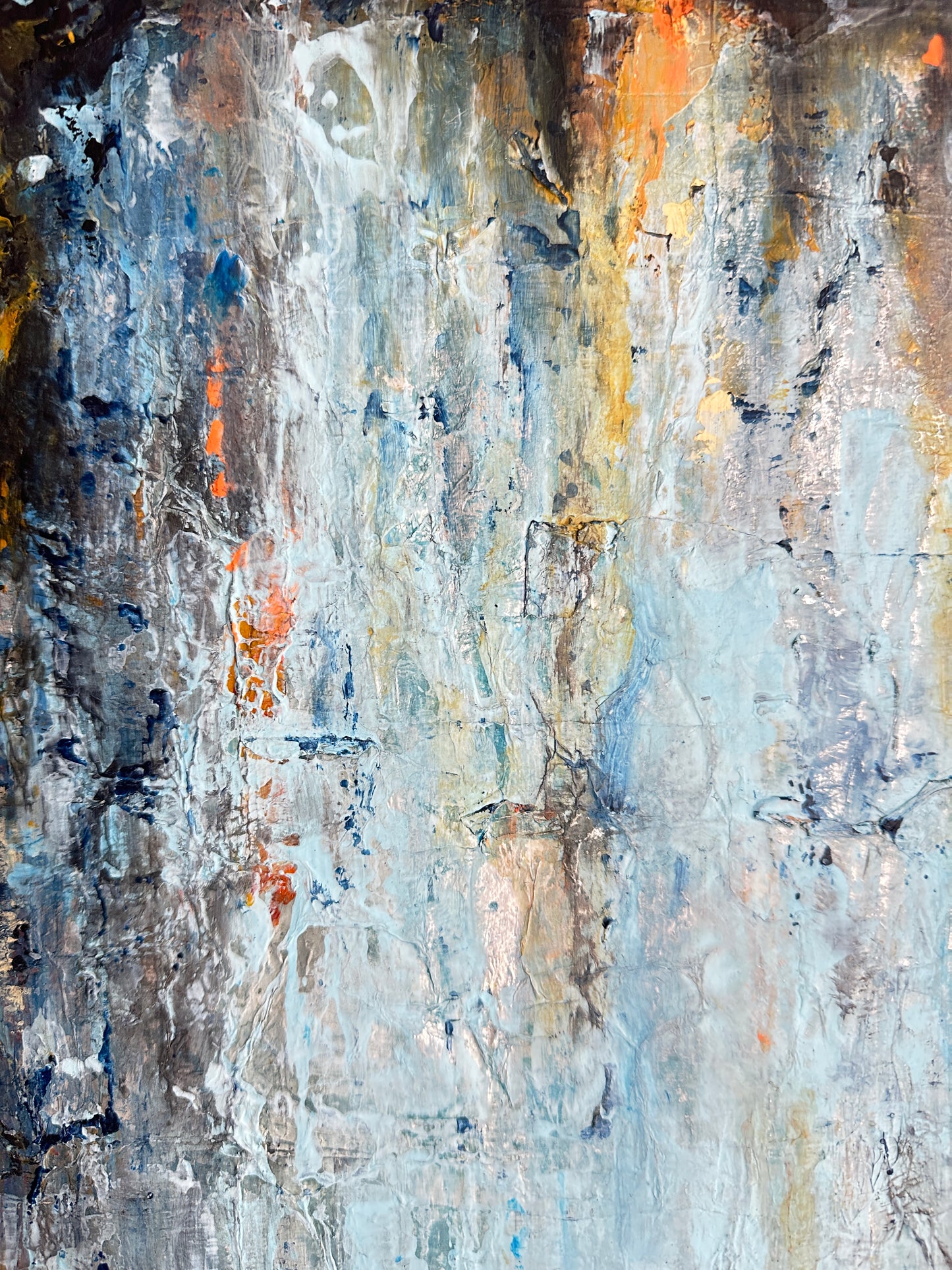 Abstract wall art with metallic light reflections