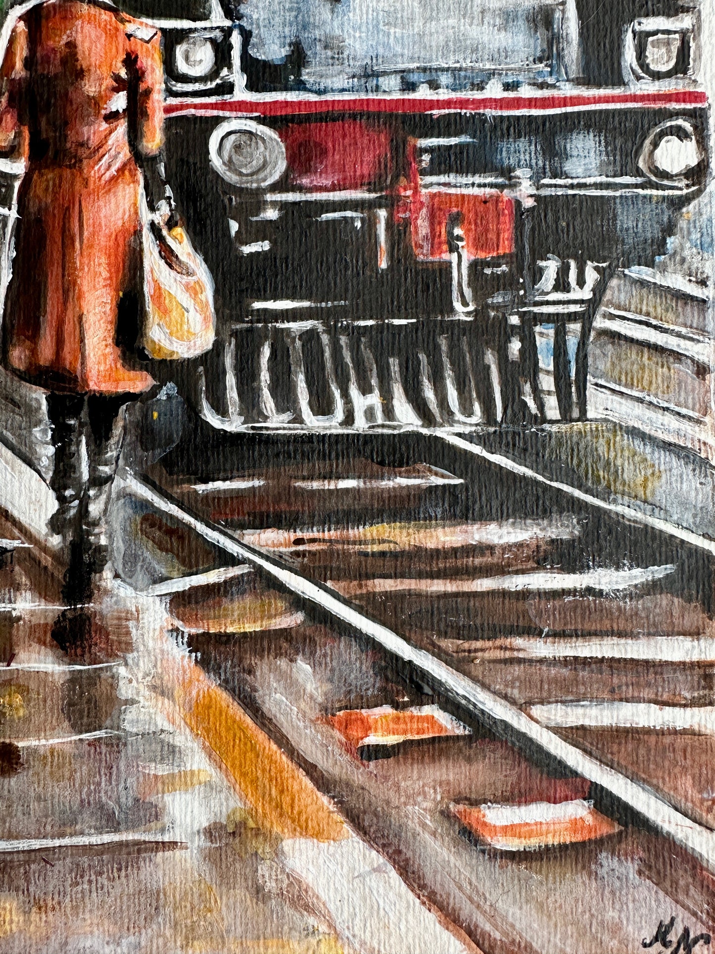 Discover the artistry of "Age of Steam," where the textured aquarelle fine art paper enhances the visual depth and richness of the painting.