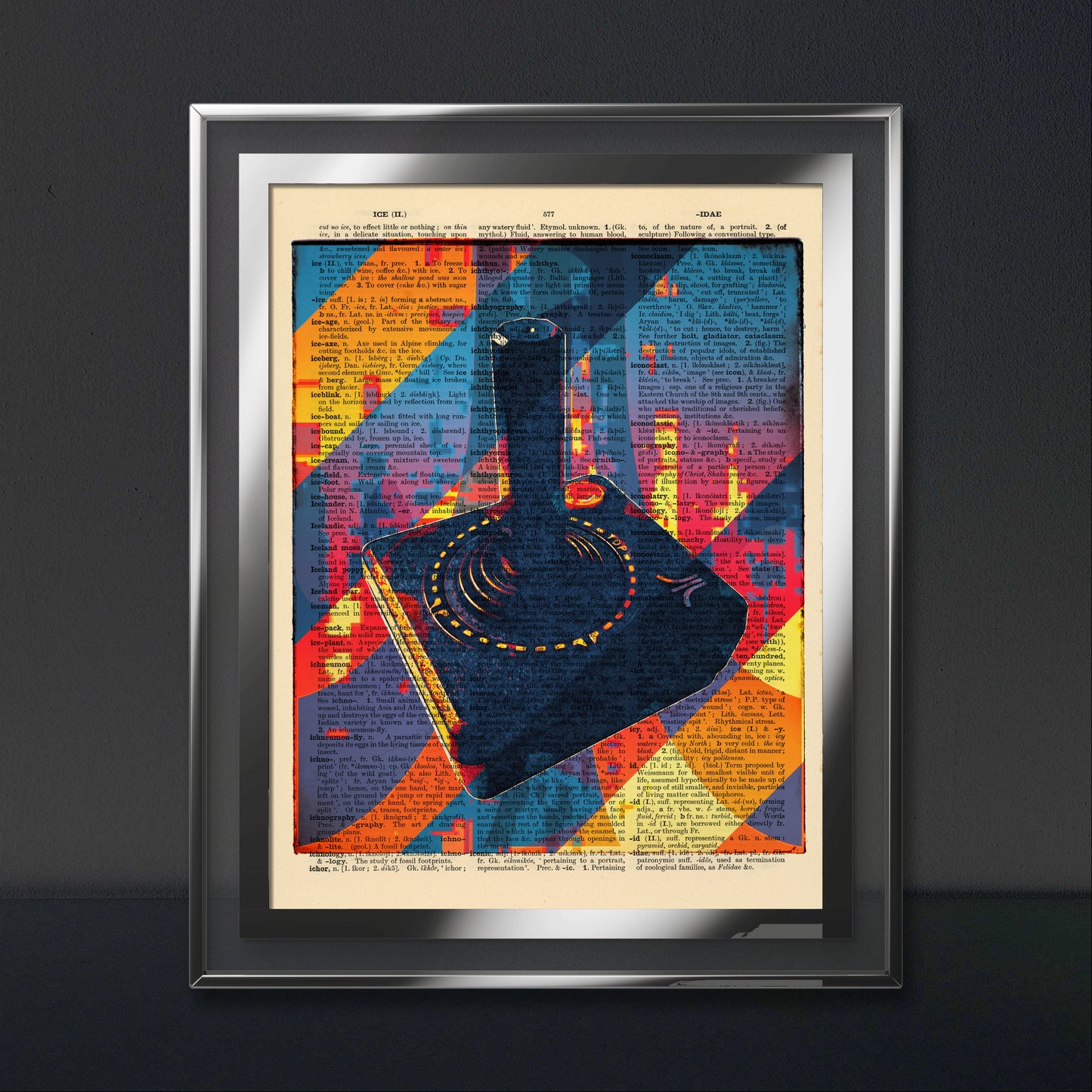 Unique "Retro Games - Atari Joystick" digital art capturing the 1980s gaming spirit on upcycled vintage paper.