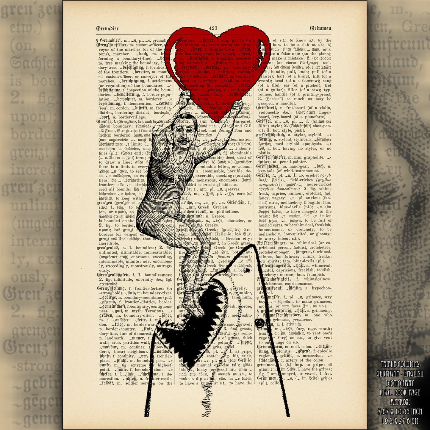 19th-century vintage page art with humorous animal illustration