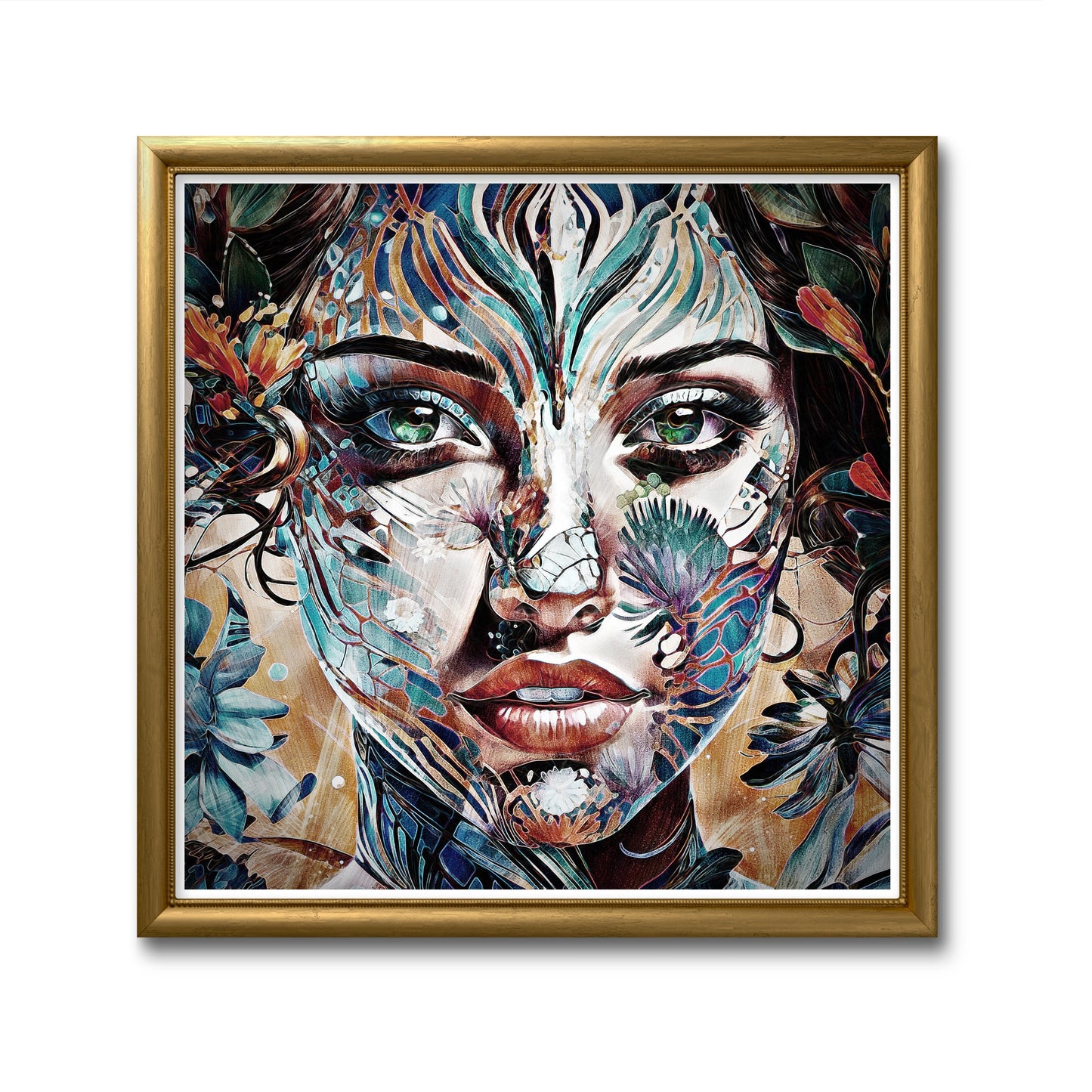 Artistic beauty: Woman with blooming flowers.