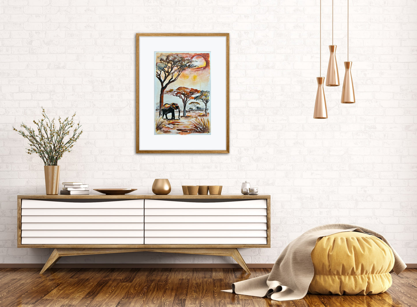 Artistic celebration of the untamed beauty and serenity of an African safari evening.