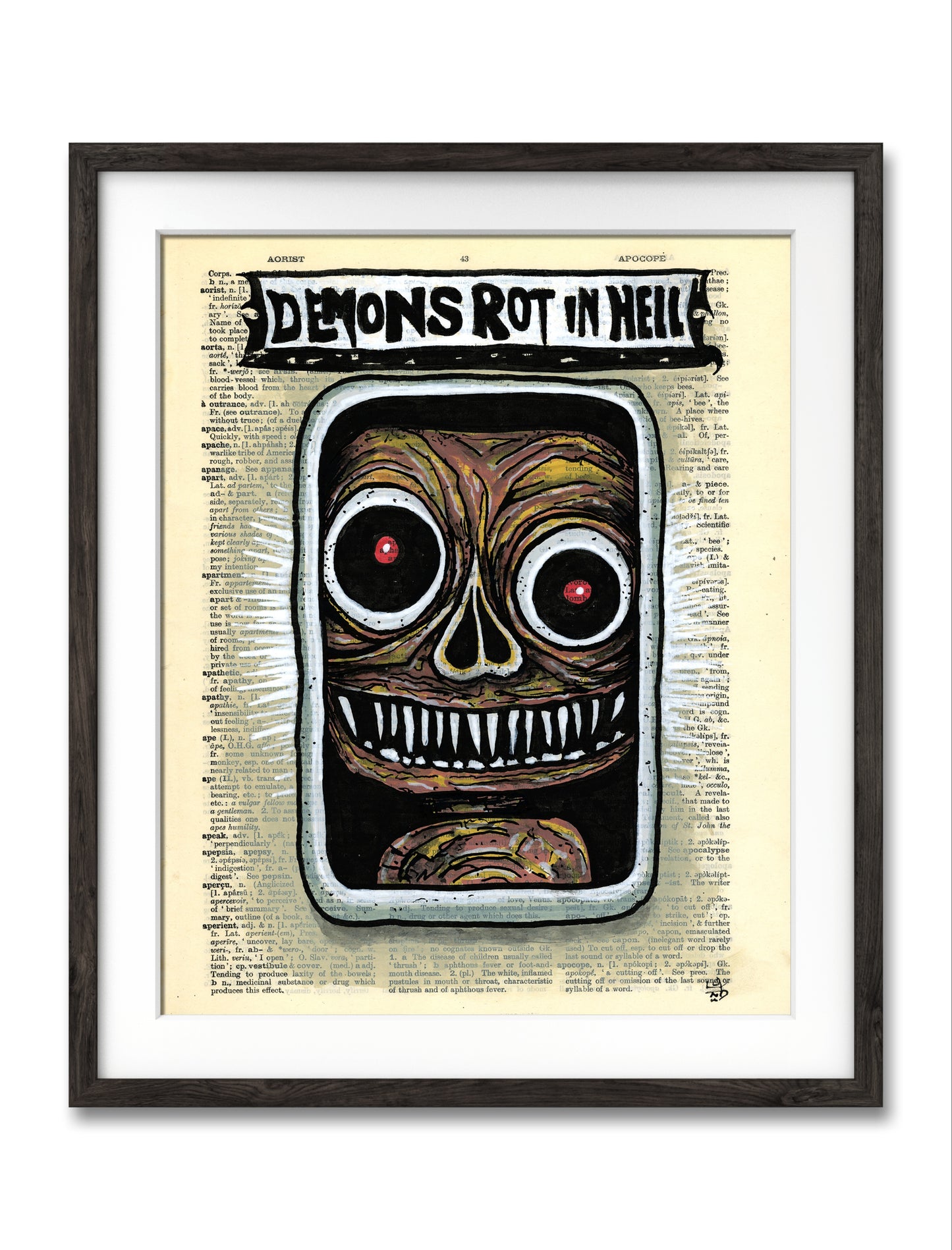 Demon illustration on antique book page