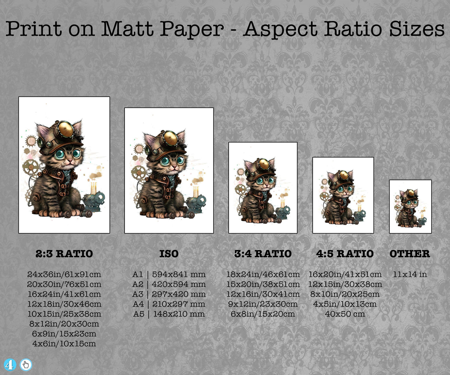 Coghearted Kitten - Steampunk Dictionary Art Print, Fine Art Print, Funny Animal, Perfect Gift - ArtCursor