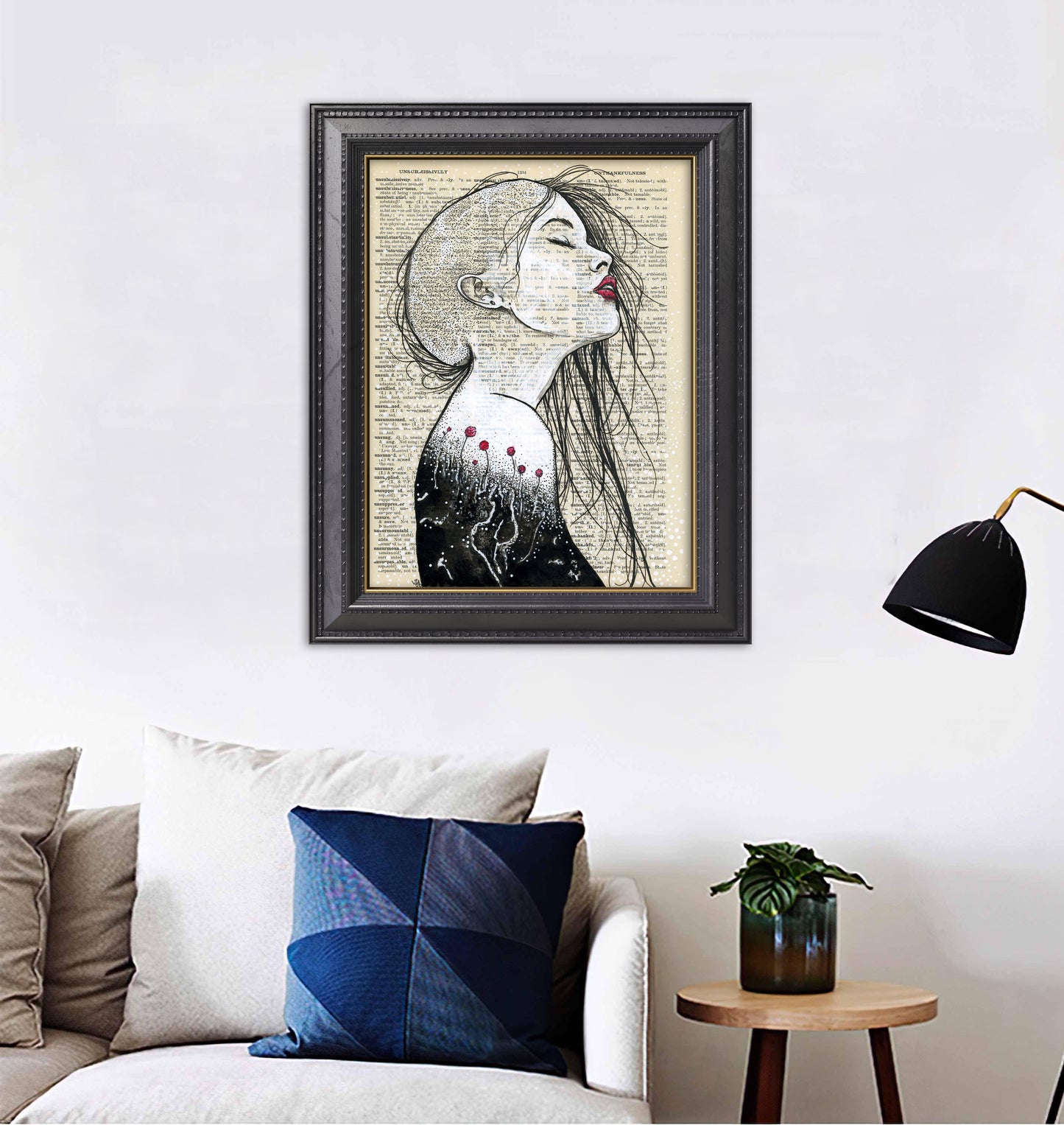 Handcrafted eco-conscious art print on a real 1930s dictionary page