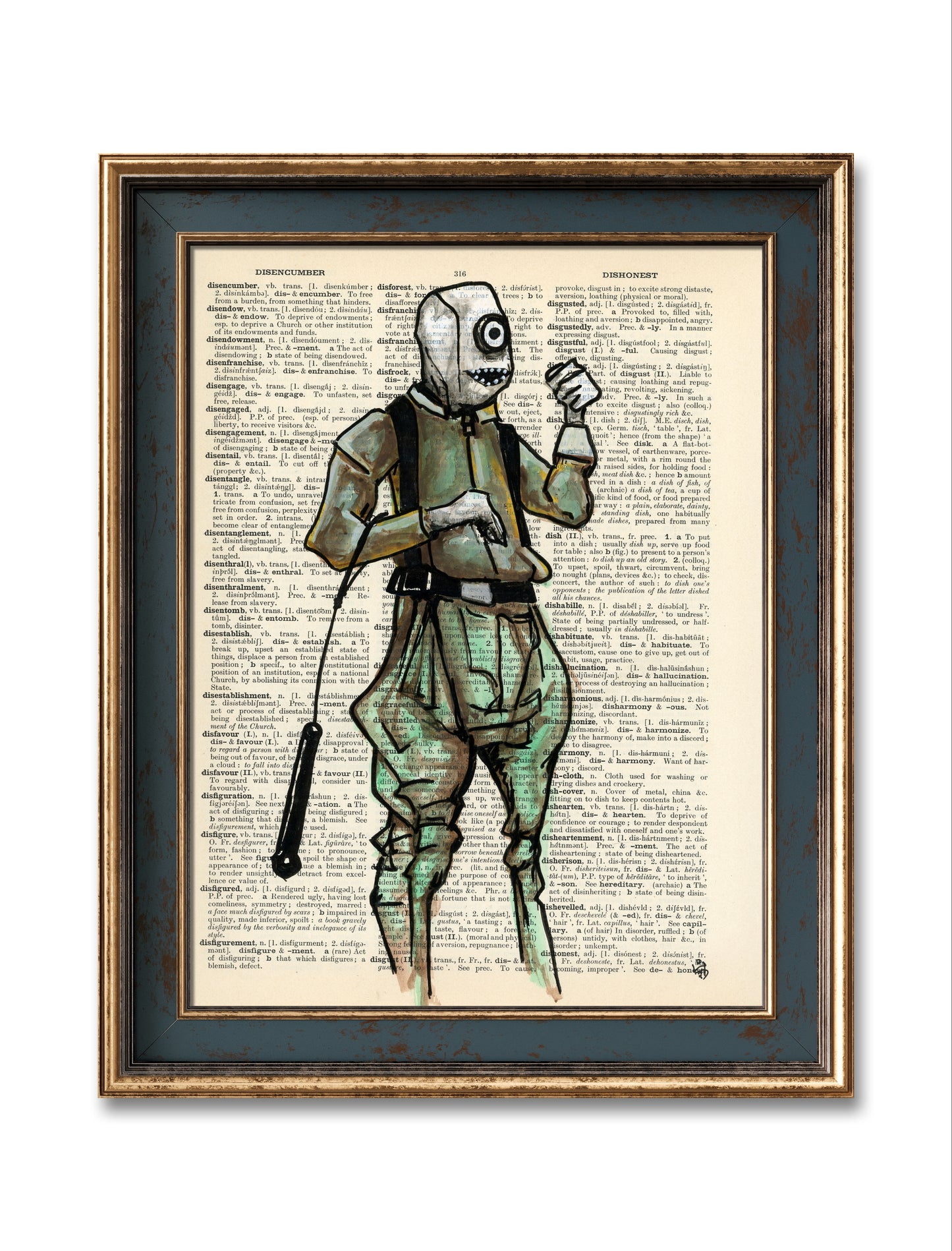 Camouflaged lone ranger with one eye