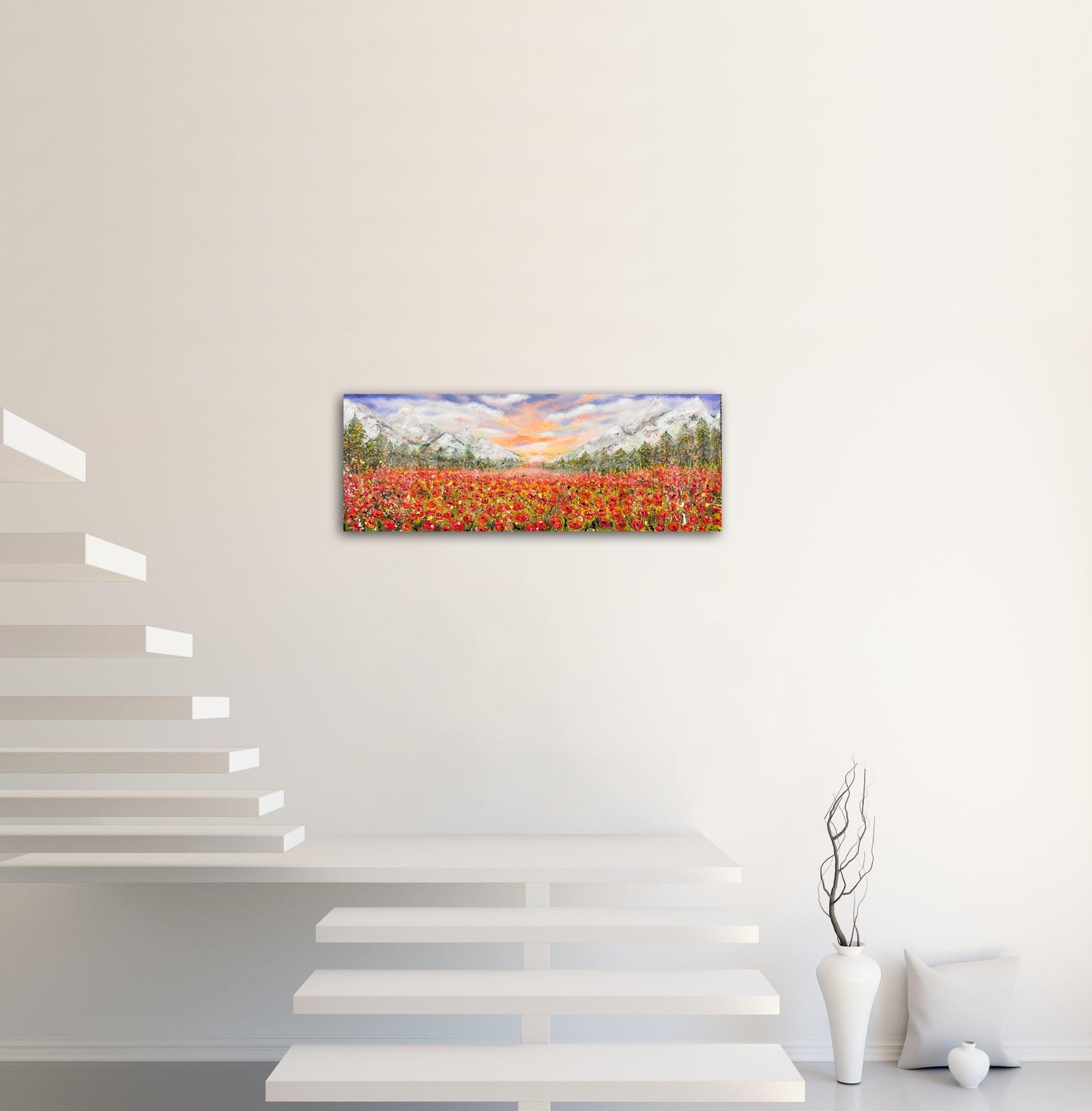 The Majesty of Red Poppies - Original Abstract Painting Art on Deep Canvas - ArtCursor