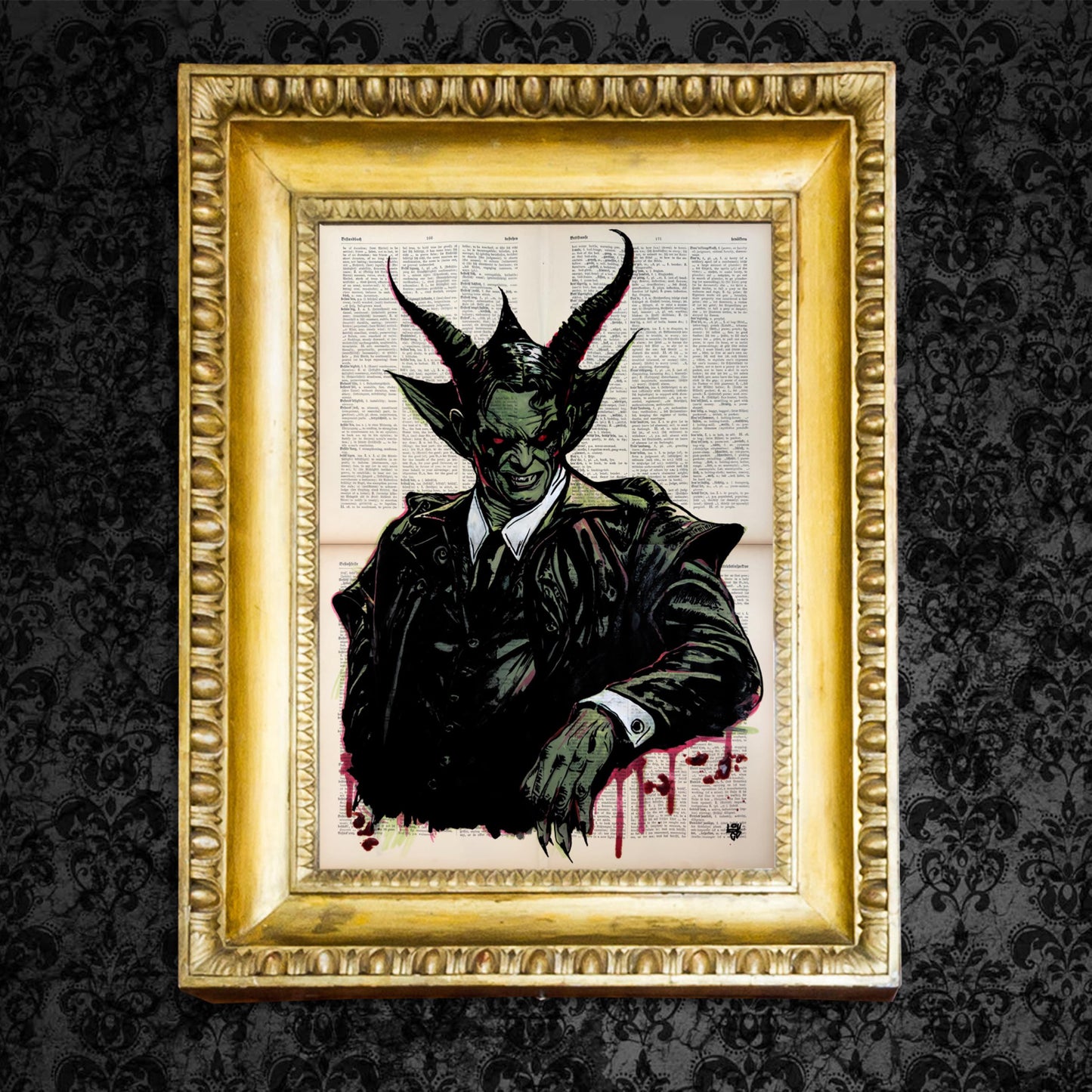 Neo-Gothic typography in German text enhances the enigmatic nature.