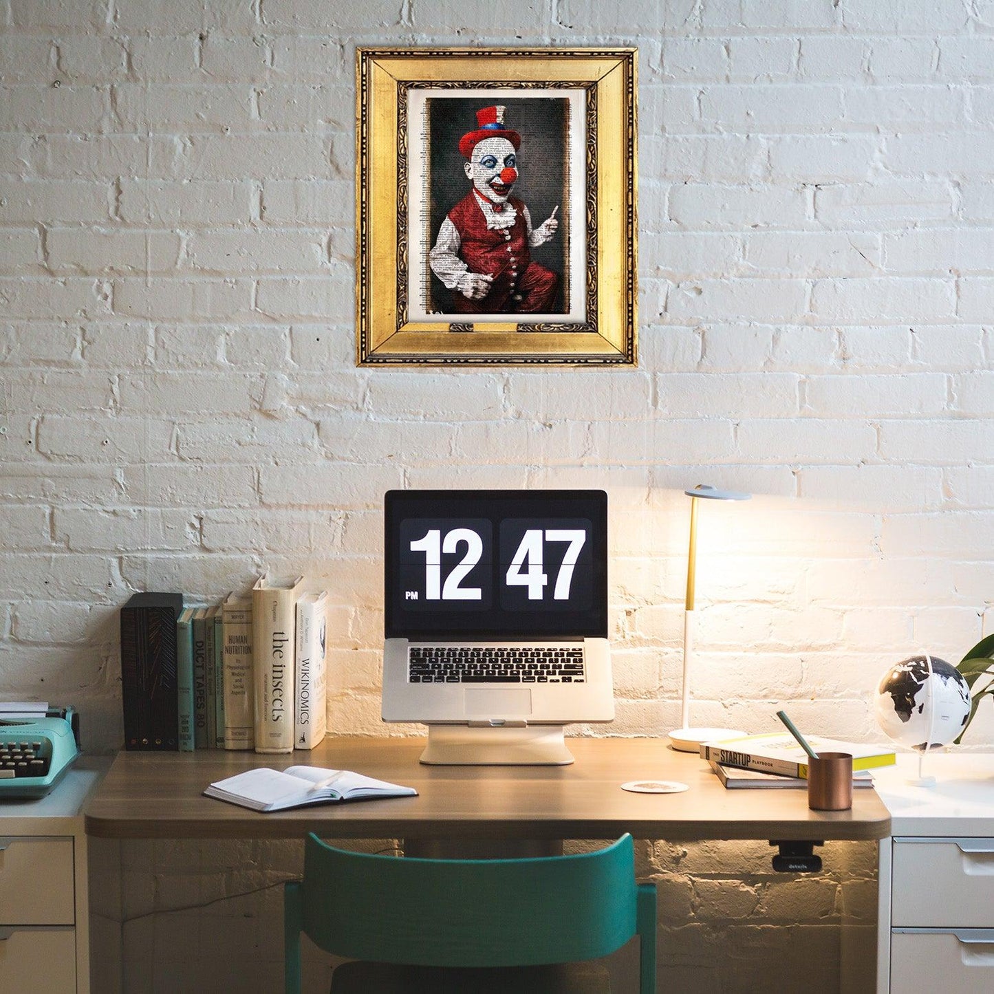 Unsettling Clown - Victorian Gothic Art on Vintage Dictionary Page - ArtCursor