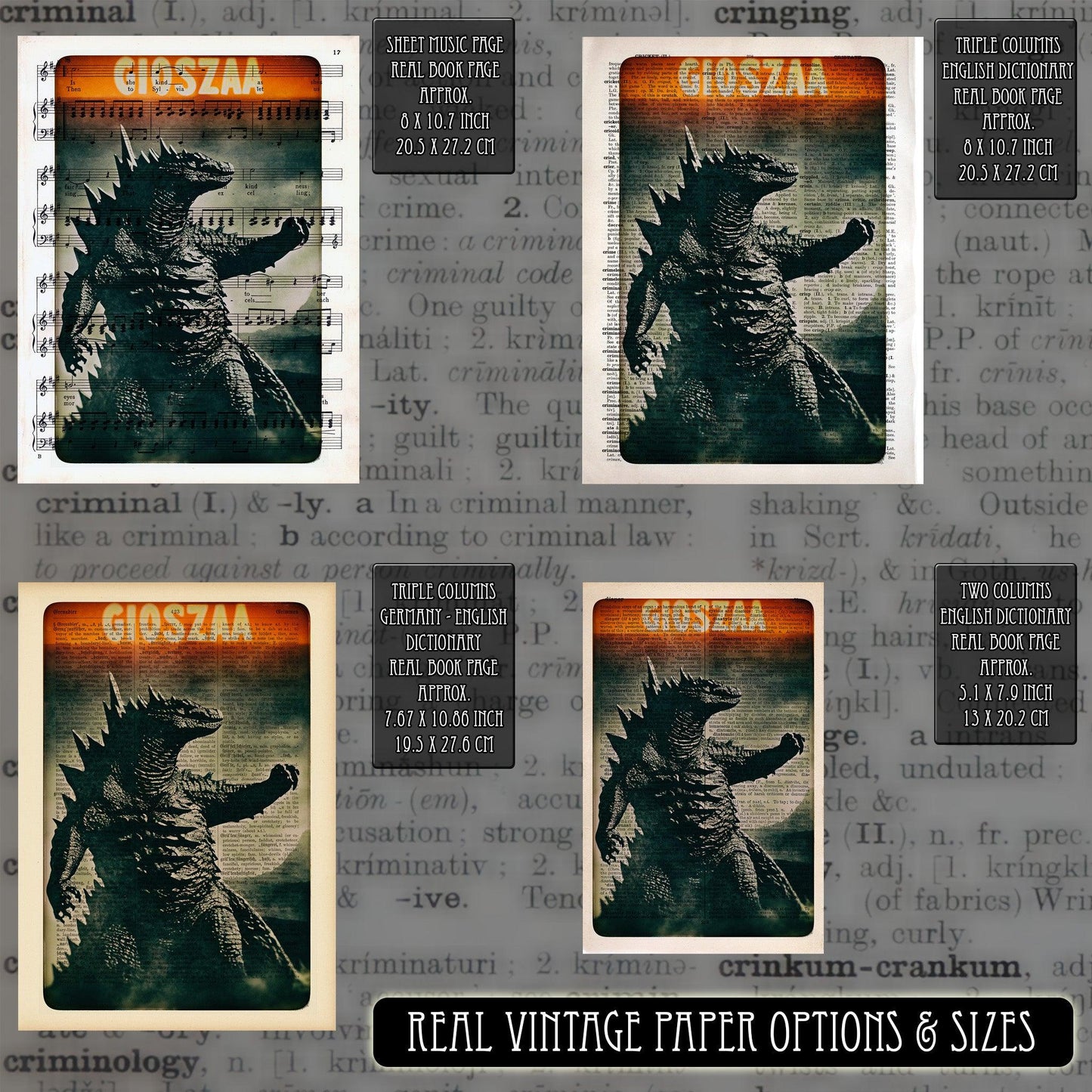 Gioszaa - Victorian Gothic Art on Vintage Dictionary Page - ArtCursor