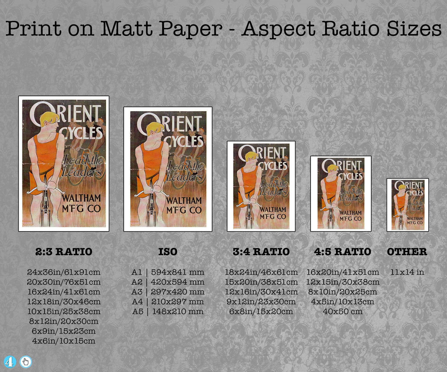 Elevate your home decor with a touch of timeless elegance, courtesy of our stunning "Orient Cycles" reproduction poster. This artwork is a captivating fusion, featuring an advertising poster for Waltham Mfg. Co. designed by Edward Penfield, a renowned American illustrator of the late 19th and early 20th centuries. Created in 1896, this poster captures the essence of that era's design aesthetics and showcases the craftsmanship that has stood the test of time.