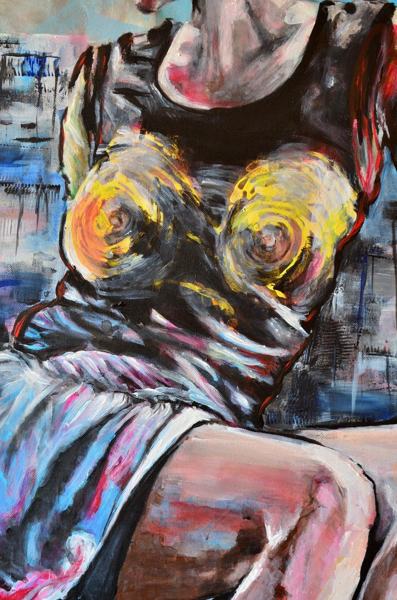 Blue Room - Original Modern Painting Art on Canvas - ArtCursor