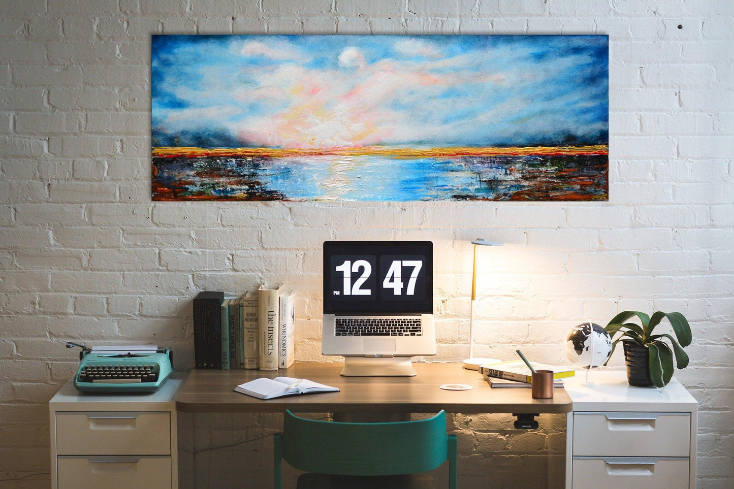 Blue Land - Original Abstract Painting Art on Deep Canvas - ArtCursor