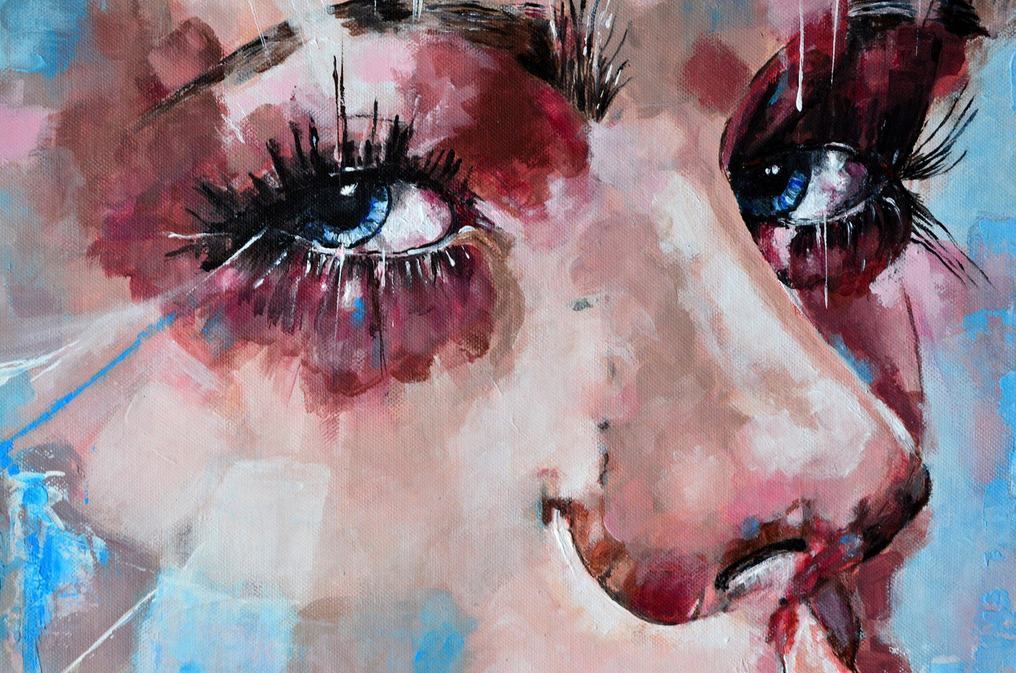 Anxiety - Framed Original Modern Portrait Painting Art on Canvas - ArtCursor