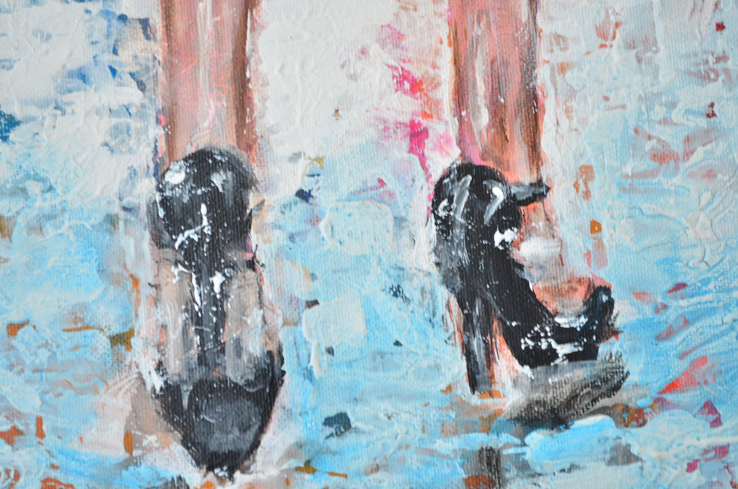 Pink Umbrella - Original Fine Art Painting on Deep Canvas - ArtCursor