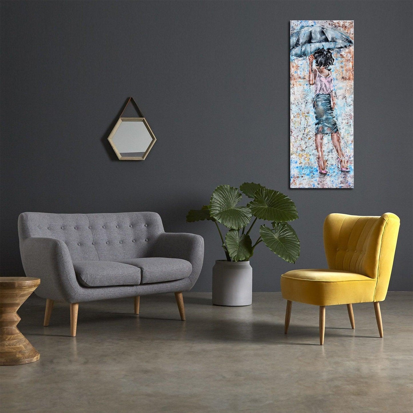 Blue Umbrella - Original Fine Art Painting on Deep Canvas - ArtCursor