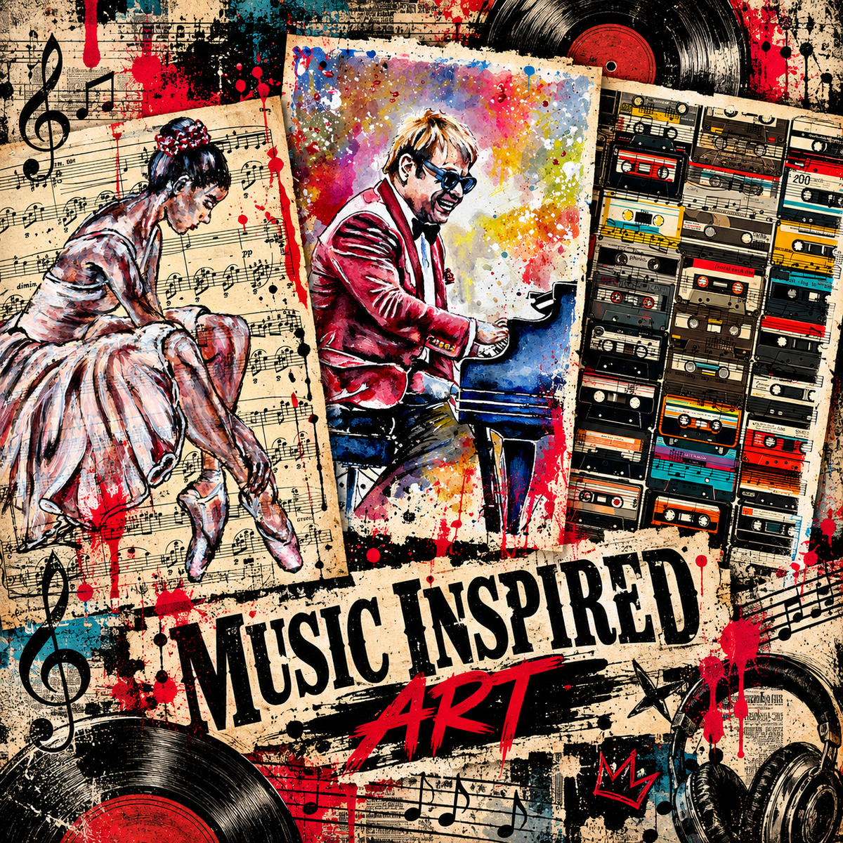 Music Inspired Art collection – collage of original ArtCursor artworks