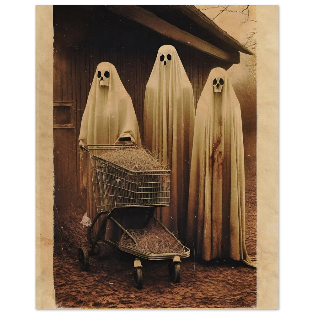 Haunting Shopping - Vintage Photography Style Gothic Decor, Creepy Poster, Dark Surreal Dreams, Funny Ghost, Supernatural