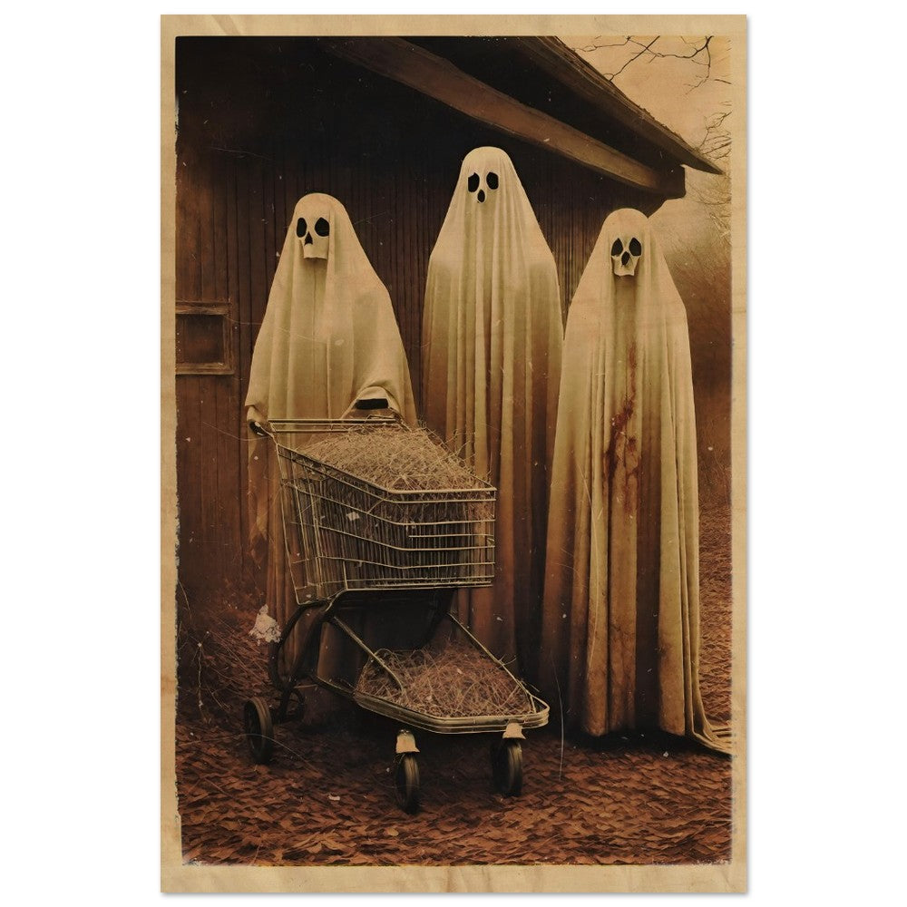 Haunting Shopping - Vintage Photography Style Gothic Decor, Creepy Poster, Dark Surreal Dreams, Funny Ghost, Supernatural