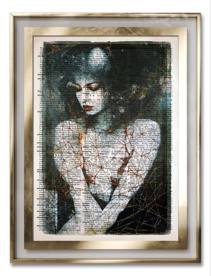 Artistic expressions on aged paper: Entwined Melancholy Dreams limited edition.