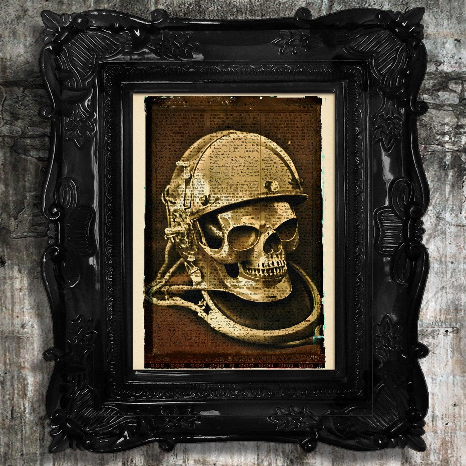 The Golden Skull - Victorian Gothic Art on Vintage Dictionary Page - ArtCursor