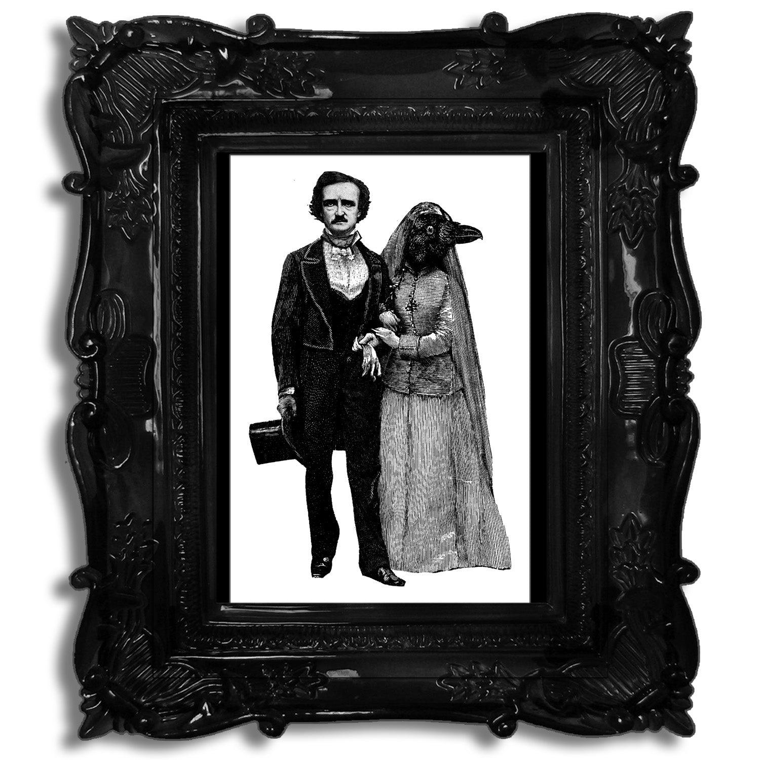 Edgar Allan Poe And Lady Raven - Victorian Gothic Decor - ArtCursor