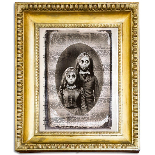Sisters with a Dark Secret - Victorian Gothic Art on Vintage Dictionary Page - ArtCursor