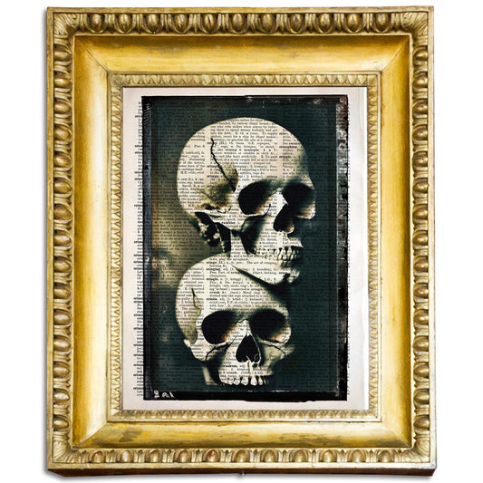 Tower of Skulls - Victorian Gothic Art on Vintage Dictionary Page - ArtCursor