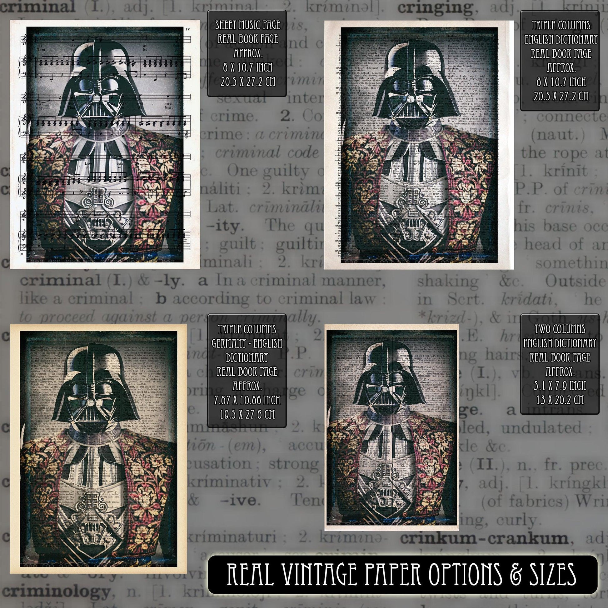 Victorian Darth Vader - Victorian Gothic Art on Vintage Dictionary Page - ArtCursor