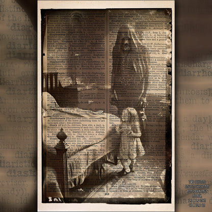 Child of Nightmares - Victorian Gothic Art on Vintage Dictionary Page - ArtCursor