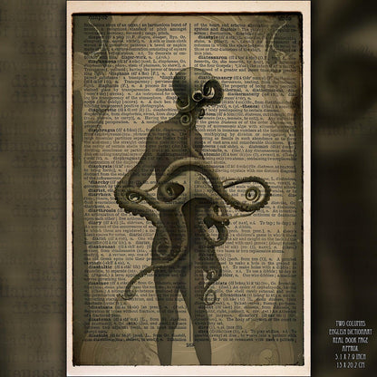 Cthulhu Corps - Victorian Gothic Art on Vintage Dictionary Page - ArtCursor