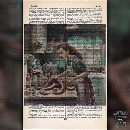 Dinner - Victorian Gothic Art on Vintage Dictionary Page - ArtCursor