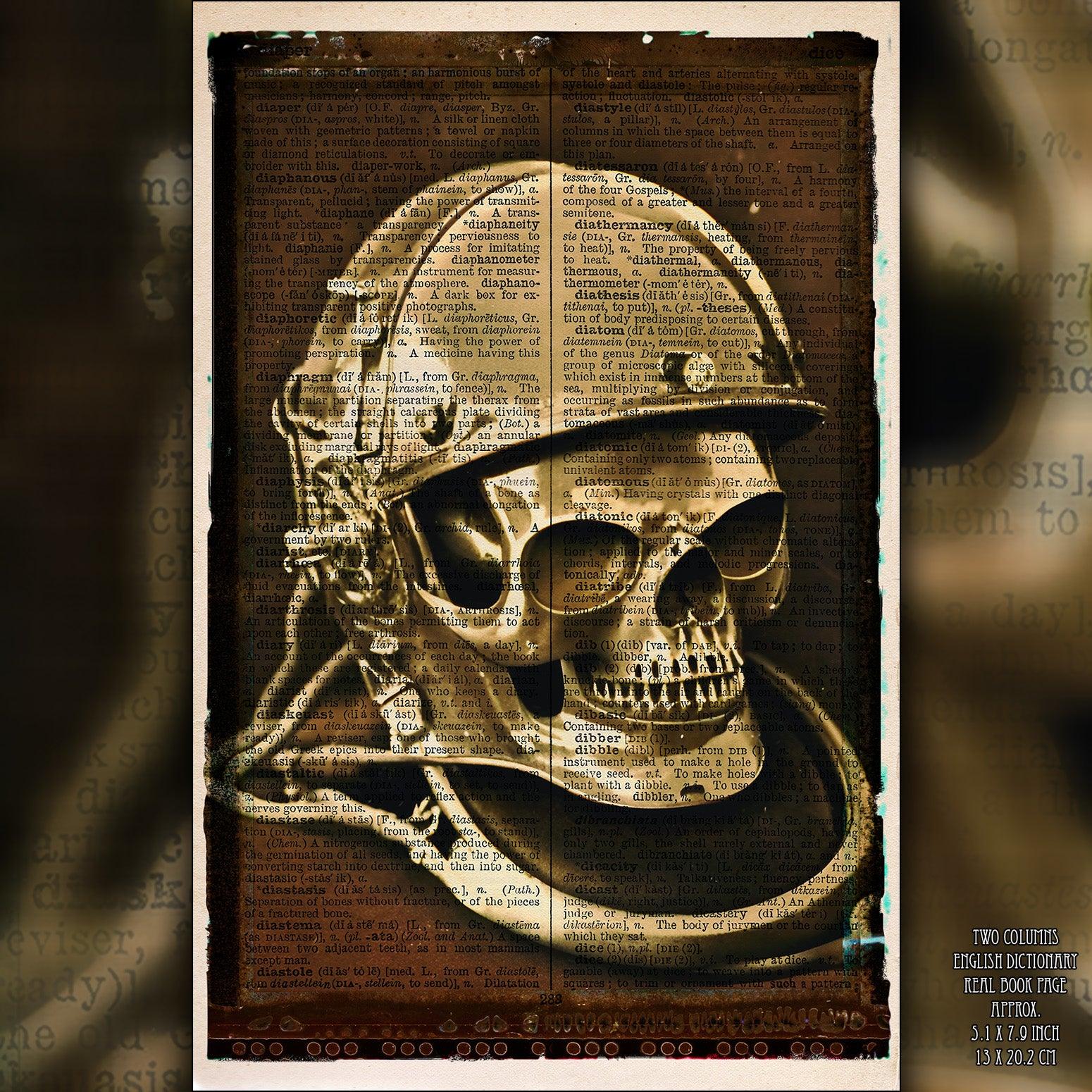 The Golden Skull - Victorian Gothic Art on Vintage Dictionary Page - ArtCursor