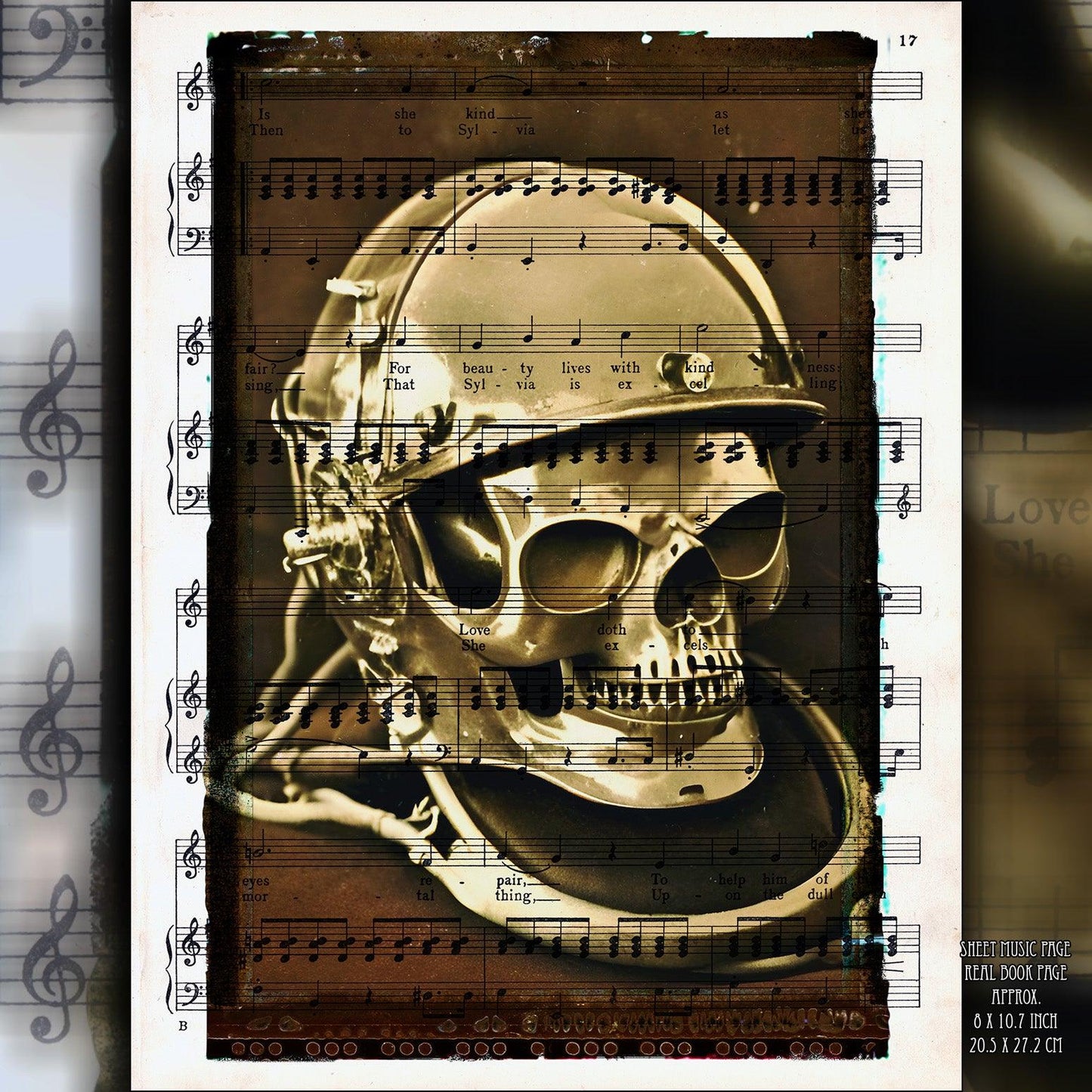 The Golden Skull - Victorian Gothic Art on Vintage Dictionary Page - ArtCursor