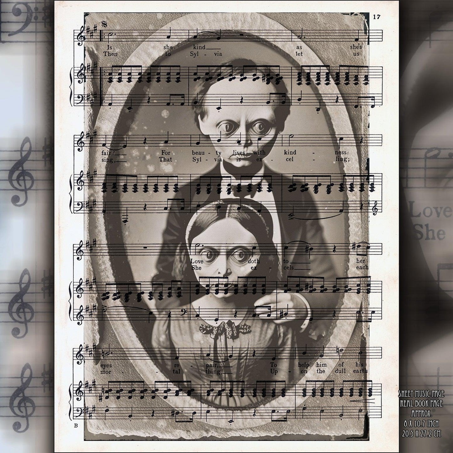 Christopher Walken and Madam X - Victorian Gothic Art on Vintage Dictionary Page - ArtCursor