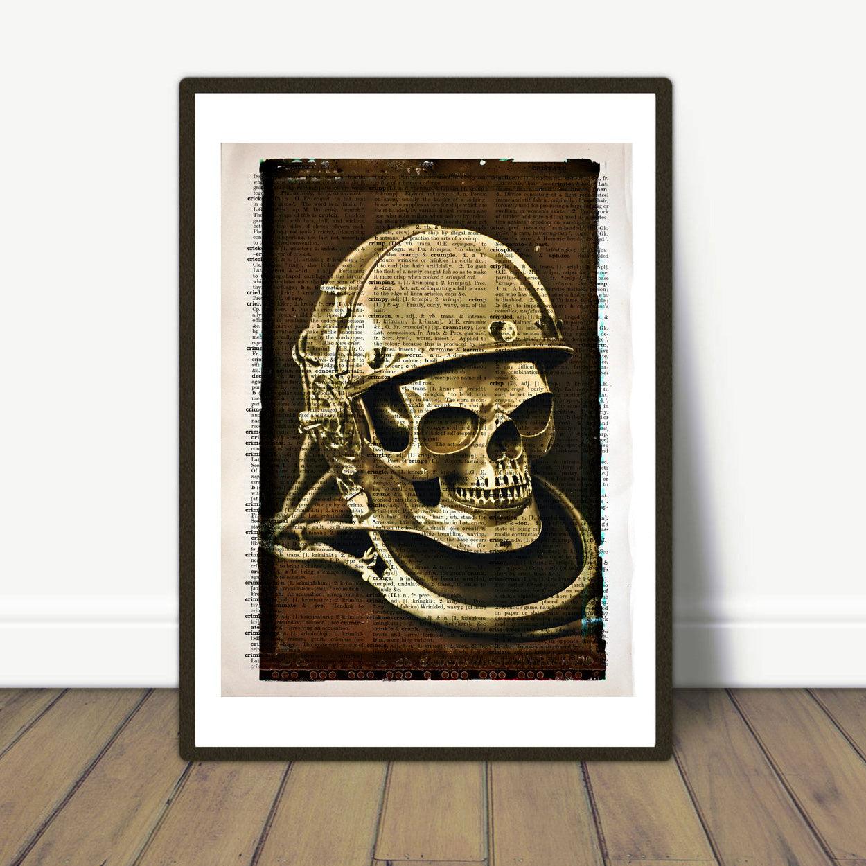 The Golden Skull - Victorian Gothic Art on Vintage Dictionary Page - ArtCursor