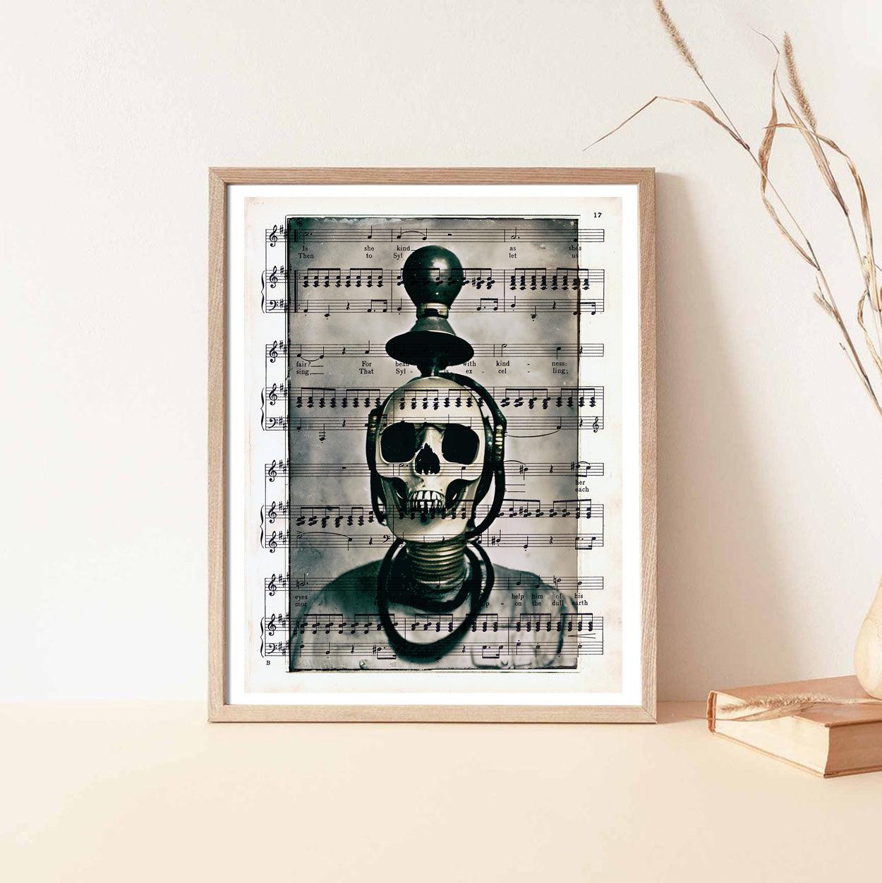 The Haunted Skull - Victorian Gothic Art on Vintage Dictionary Page - ArtCursor