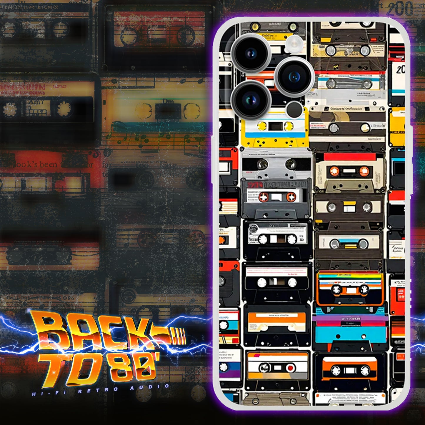 HiFi Retro Tape Cassette Wall iPhone Case - Retro Audio Lovers, Art Phone Case, Pop Music