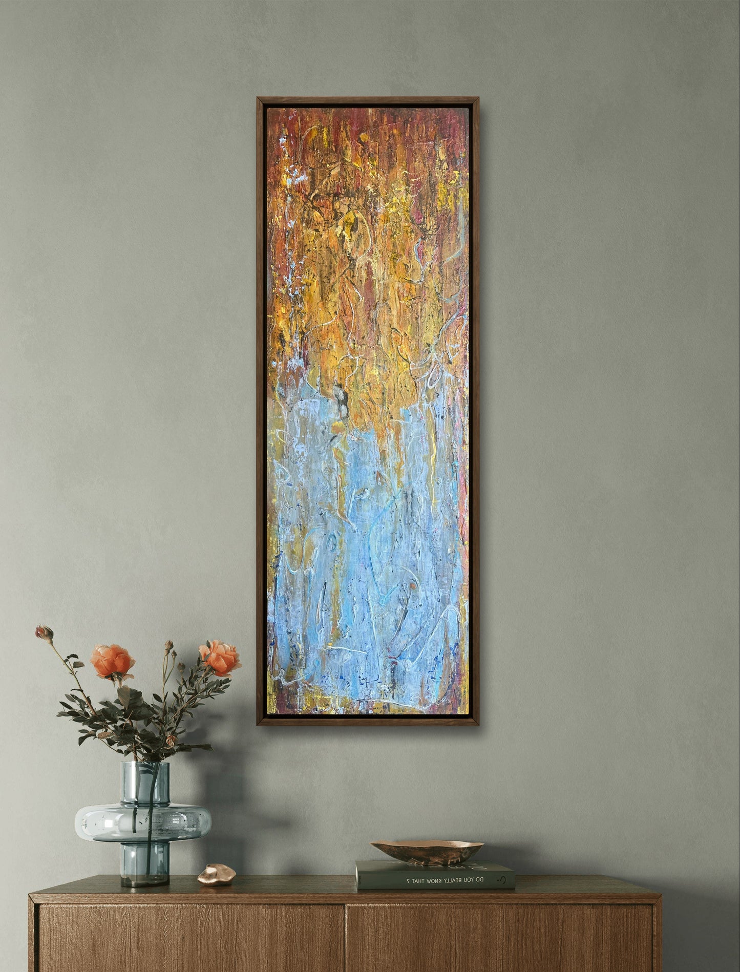 Non figurative artwork with bold yellow textures