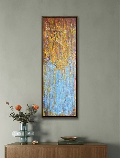 Non figurative artwork with bold yellow textures