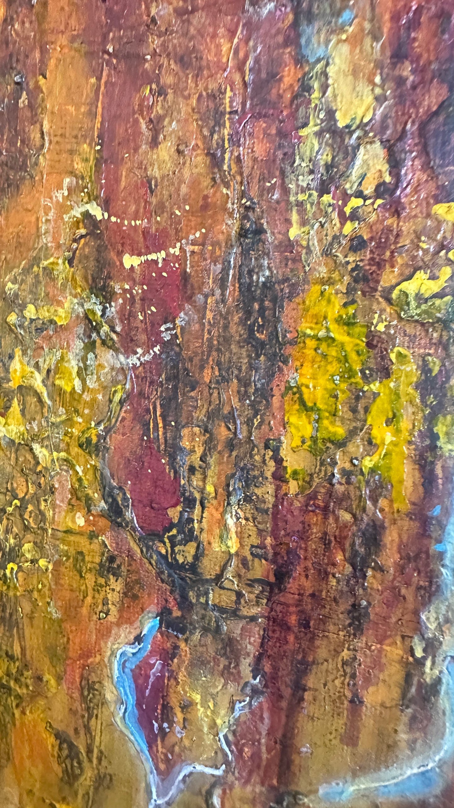 Abstract textured wall art in yellow tones