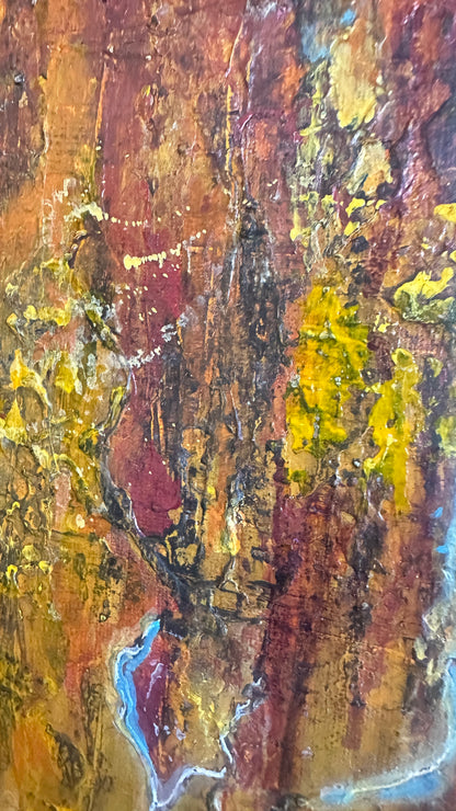 Abstract textured wall art in yellow tones