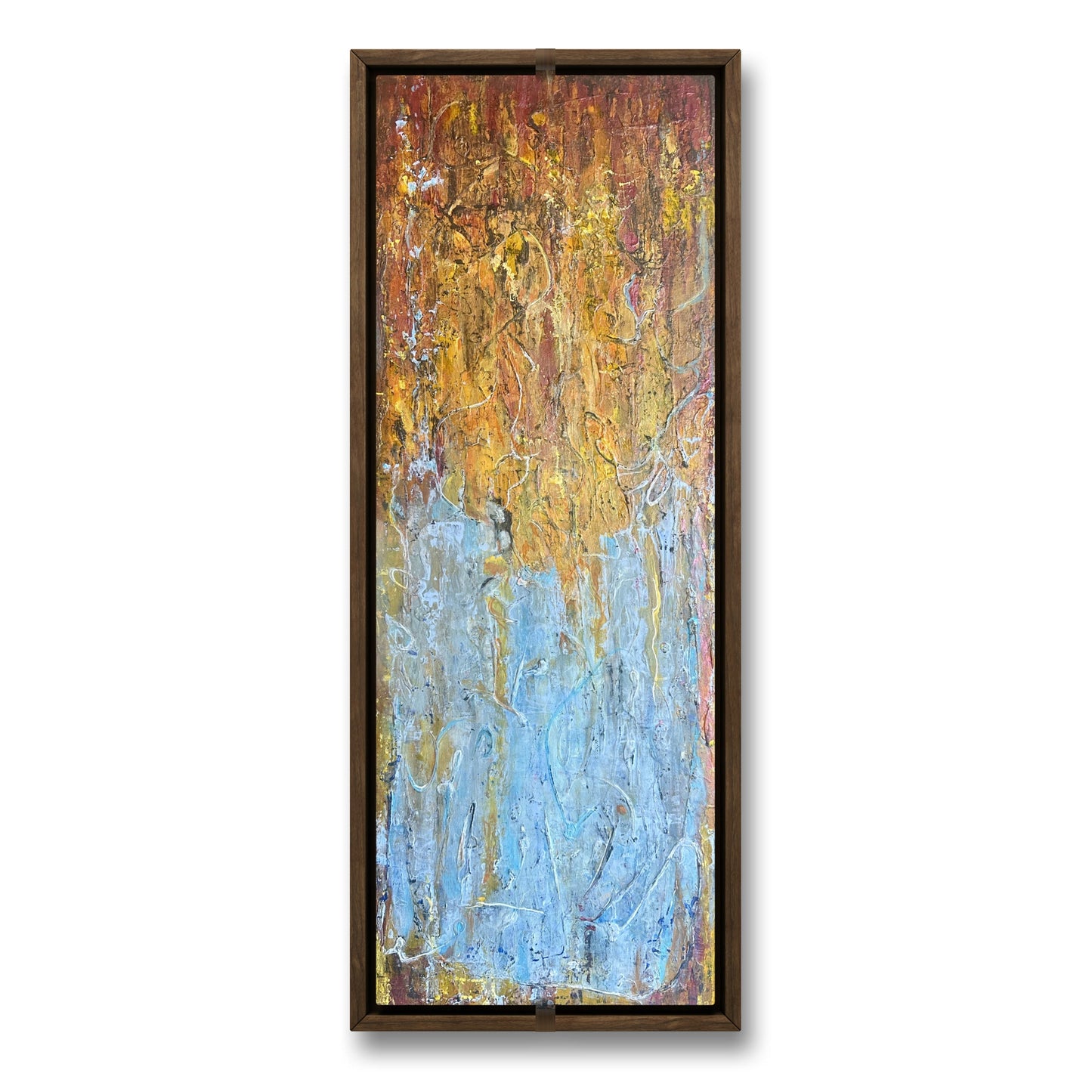 Textured yellow abstract painting on canvas